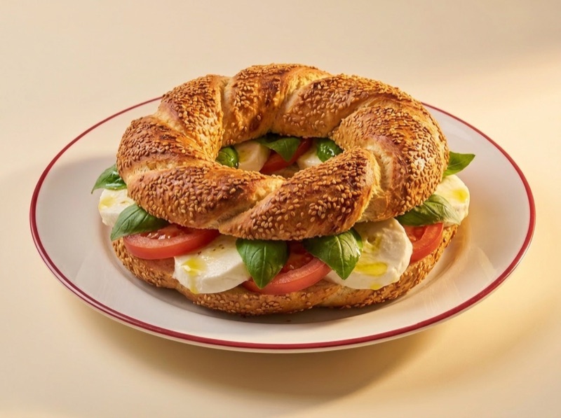 A fresh mozzarella caprese sandwich for corporate event catering in Amsterdam, by Ruma